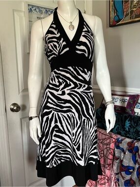 PrettyGood Zebra Print Halter Dress – S
